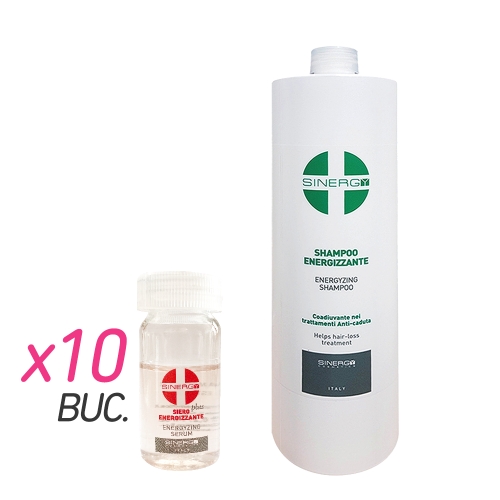 Tratament energizant impotriva caderii parului PLUS - 10 x 8 ml + 1000 ml - Sinergy