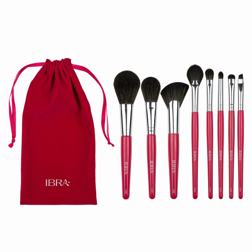 Set 8 pensule de machiaj cu saculet pink - Candy - Ibra