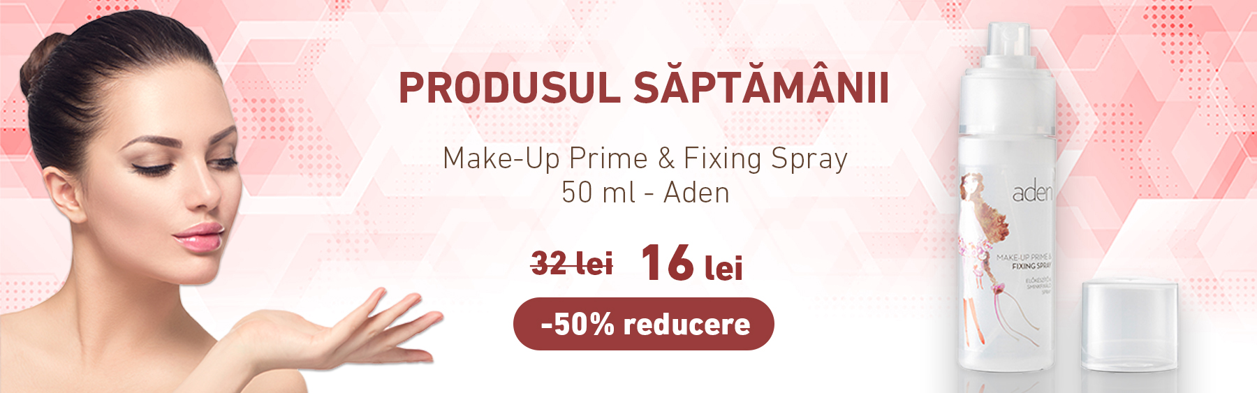 Make-Up Prime & Fixing Spray - 50 ml - Aden cu -50% reducere